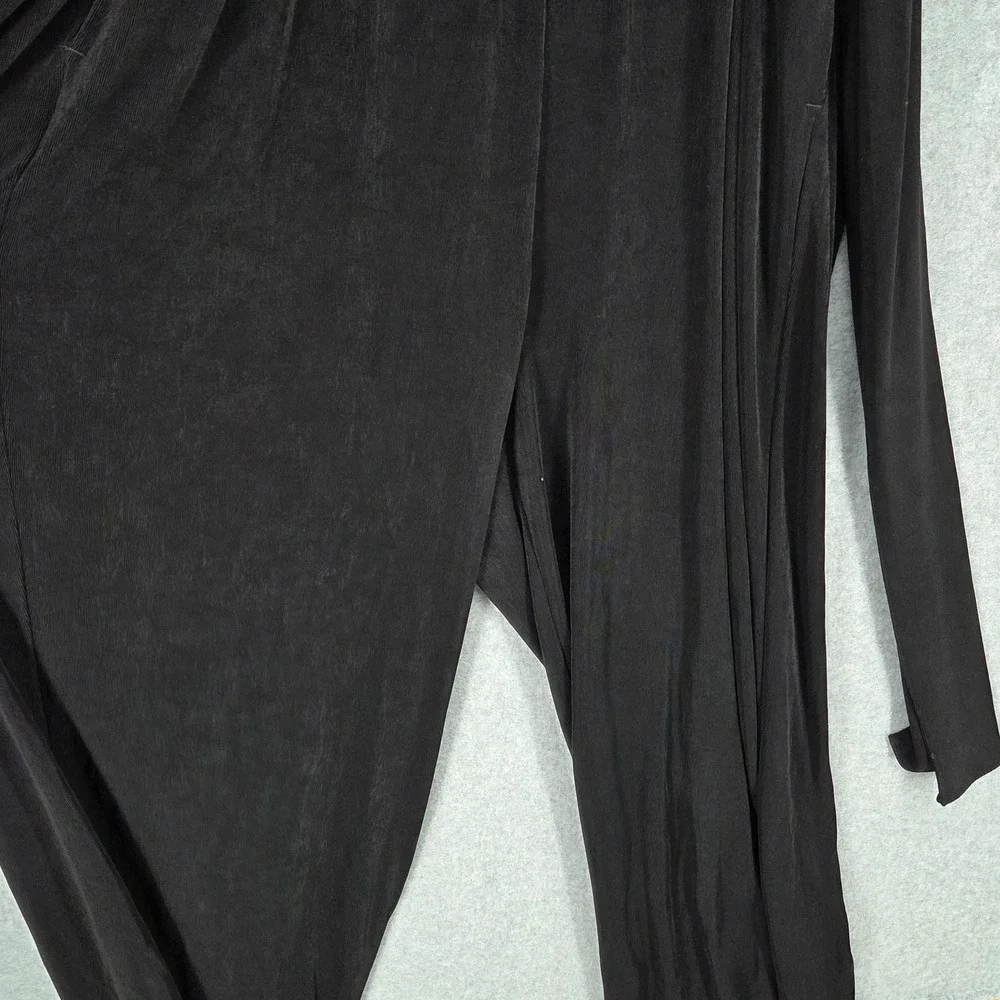 Chico's Womens 2 (14/16) Traveler Jumpsuit Black Sleeveless Wide Leg Wrap Belted